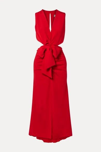 Devaray Cutout Stretch-silk Crepe De Chine Midi Dress - Red