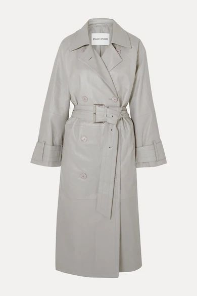 + Pernille Teisbaek Shelby Leather Trench Coat - Gray