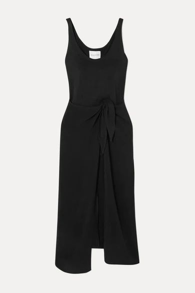 Cupro Wrap Dress - Black