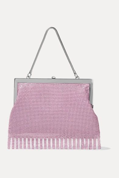 Zoe Fringed Chainmail Tote - Baby pink