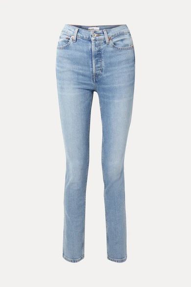Comfort Stretch Double Needle High-rise Skinny Jeans - Blue