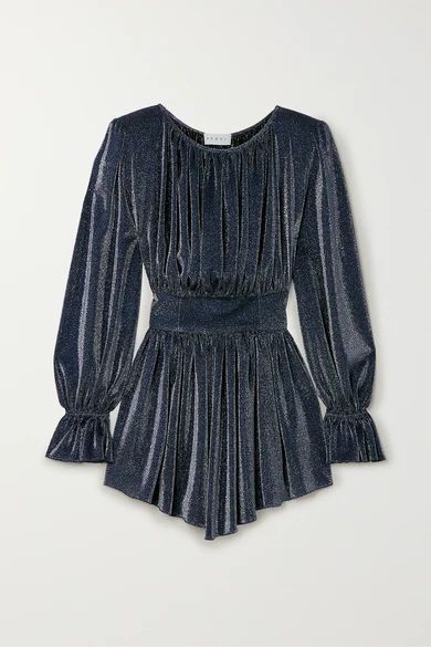 Betty Metallic Jersey Mini Dress - Blue