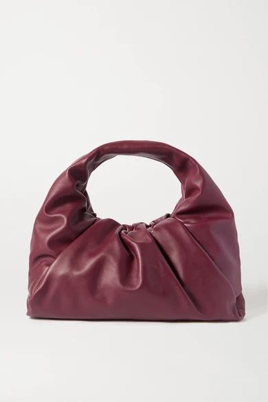 The Shoulder Pouch Gathered Leather Bag - Burgundy