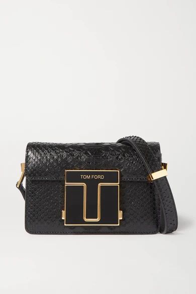 001 Small Python Shoulder Bag - Black