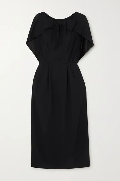 Bow-detailed Crepe Midi Dress - Black