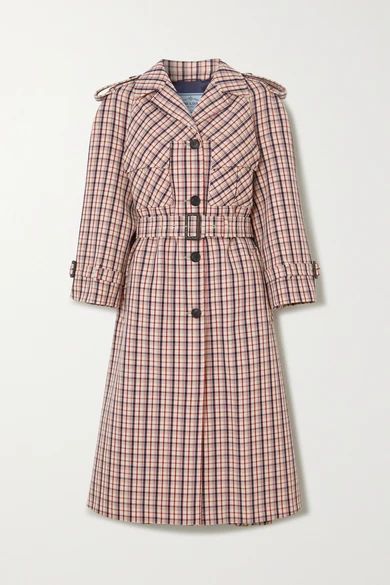Checked Wool Trench Coat - Red