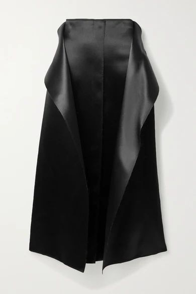 Okif Layered Hammered-satin Midi Skirt - Black