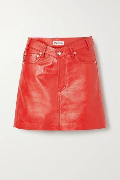 Textured-leather Mini Skirt - FR42