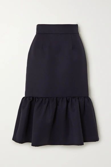Ruffled Wool Skirt - Navy
