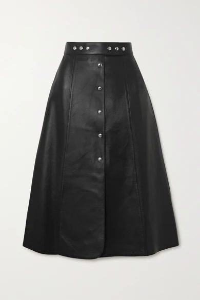 Leather Midi Skirt - Black