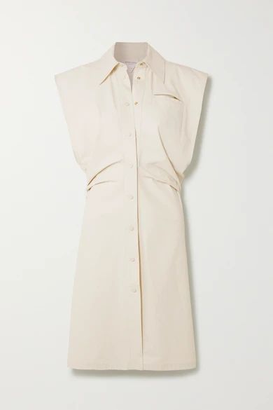 Coated Cotton-blend Shirt Dress - Beige