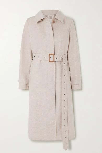 Roslin Belted Bonded Linen And Cotton Trench Coat - Beige