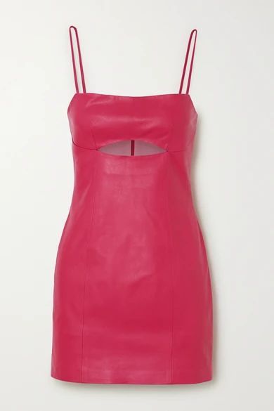 Cutout Leather Mini Dress - Fuchsia