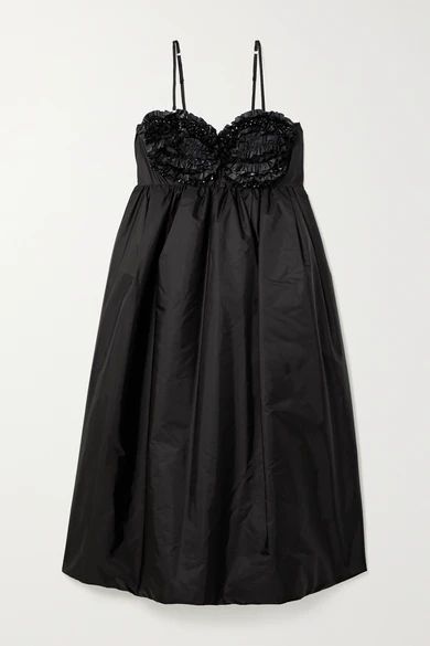 + 4 Simone Rocha Ruffled Embellished Shell Down Dress - Black