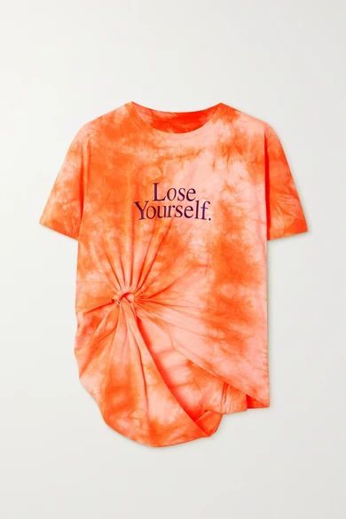 + Peter Saville Knotted Printed Tie-dye Cotton-jersey T-shirt - Orange
