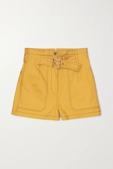 Belted Cotton-twill Shorts - Mustard