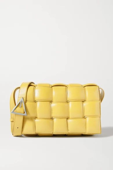 Cassette Padded Intrecciato Leather Shoulder Bag - Yellow