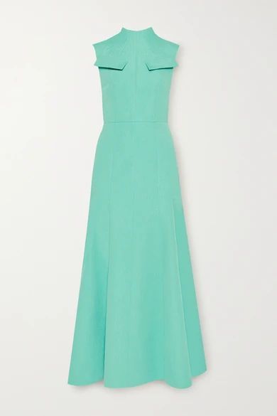 Iago Cutout Pleated Cloqué Maxi Dress - Turquoise