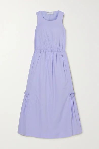 Marella Open-back Ruffled Cotton Midi Dress - Light blue