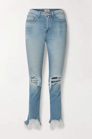 High Line Cropped Distressed Skinny Jeans - Light denim