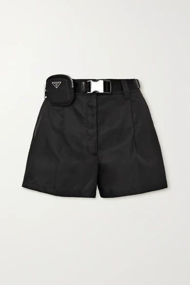 Belted Nylon Shorts - Black