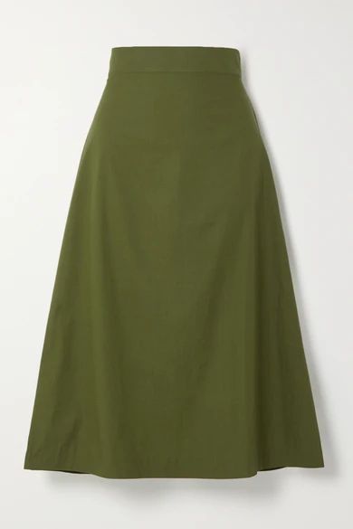 Alma Cotton Midi Skirt - Army green