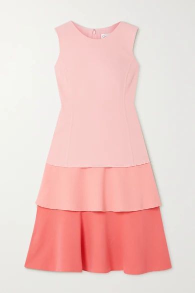 Tiered Wool-blend Crepe Midi Dress - Pink