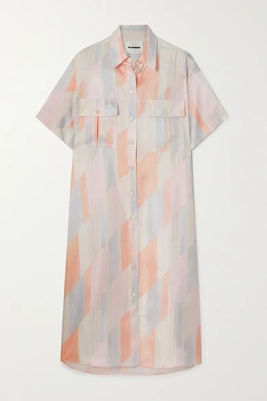 Printed Silk-twill Shirt Dress - Ivory