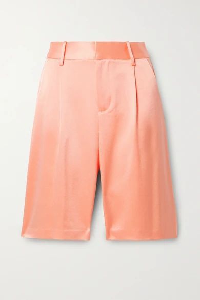 Eric Pleated Satin-crepe Shorts - Coral