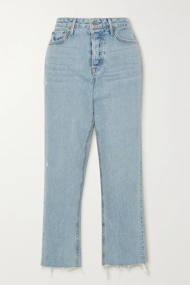 Helena Frayed High-rise Straight-leg Jeans - Light denim