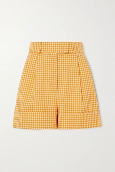Gingham Wool Shorts - Saffron