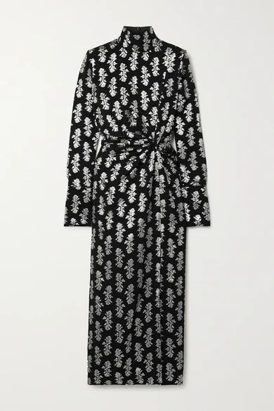 Morie Knotted Fil Coupé Crepe Midi Dress - Black