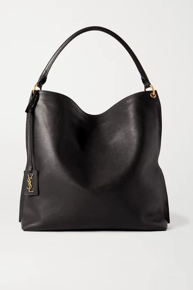 Tag Leather Tote - Black