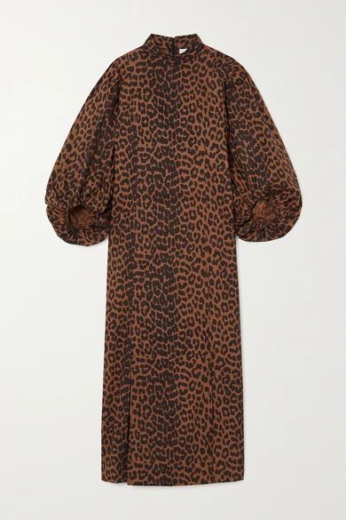 + Net Sustain Leopard-print Organic Cotton-poplin Midi Dress - Leopard print