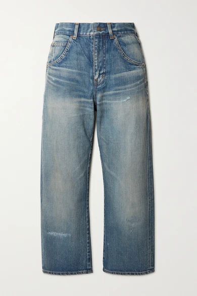Cropped High-rise Straight-leg Jeans - Blue
