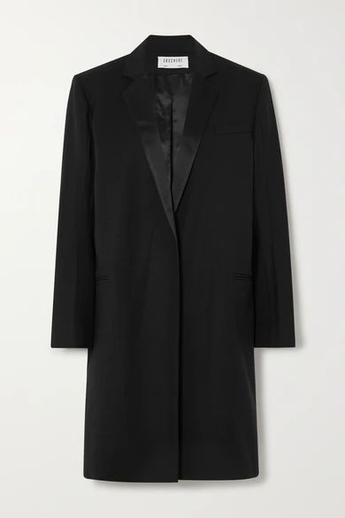 Ritha Satin-trimmed Wool-blend Coat - Black
