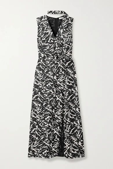 Zebra-print Silk-twill Midi Dress - Zebra print