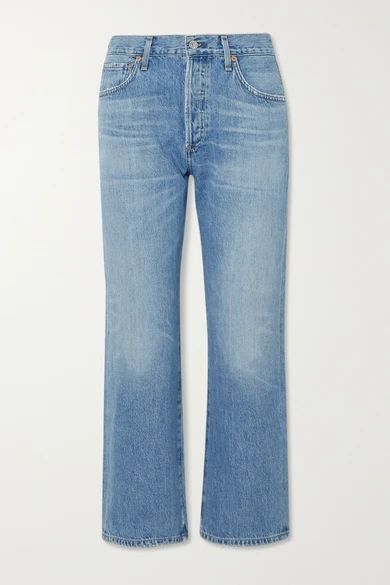 Emery Organic Cropped High-rise Straight-leg Jeans - Light denim