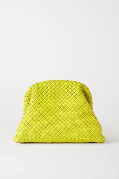 The Pouch Intrecciato Leather Clutch - Green