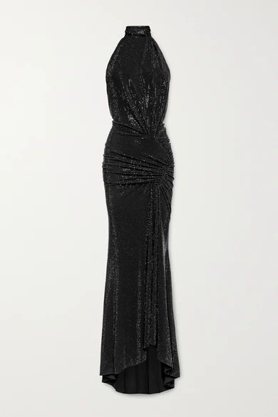 Crystal-embellished Stretch-jersey Halterneck Gown - Black