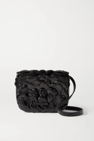 Valentino Garavani 03 Rose Edition Atelier Small Glossed-leather Shoulder Bag - Black