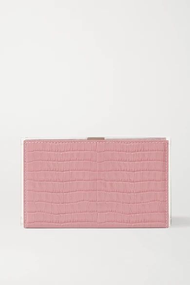 Delia Croc-effect Leather And Acrylic Clutch - Pink