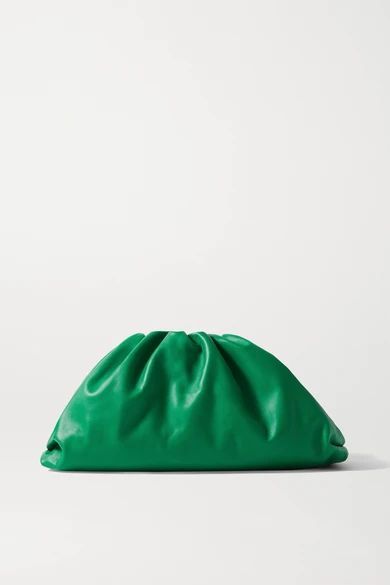 The Pouch Large Gathered Leather Clutch - Green