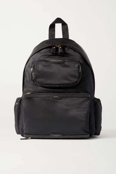Cycling Leather-trimmed Shell Backpack - Black
