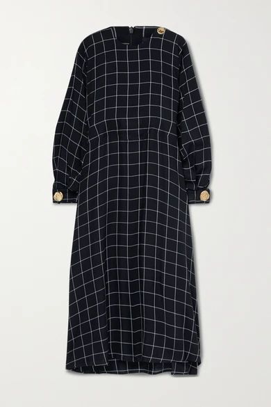 + Net Sustain Seren Embellished Checked Twill Midi Dress - Black