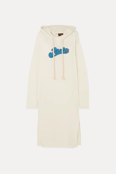 + Paula's Ibiza Logo-appliquéd Slub Wool-blend Jersey Maxi Dress - Ivory