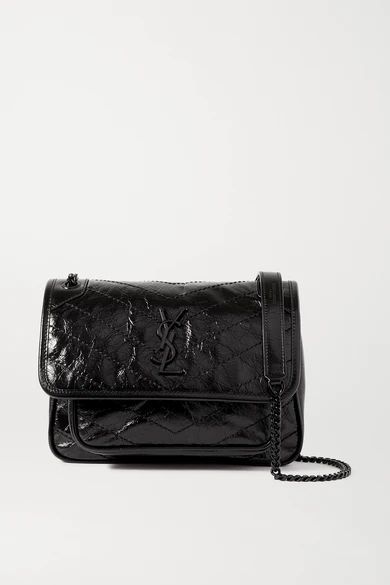 Niki Baby Mini Quilted Crinkled-leather Shoulder Bag - Black