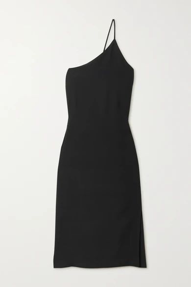 One-shoulder Crepe Dress - Black