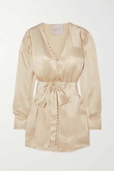 Envelope1976 - Nice Belted Satin Mini Dress - Cream