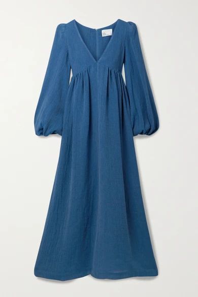 + Net Sustain Carolyn Organic Linen-blend Gauze Maxi Dress - Blue